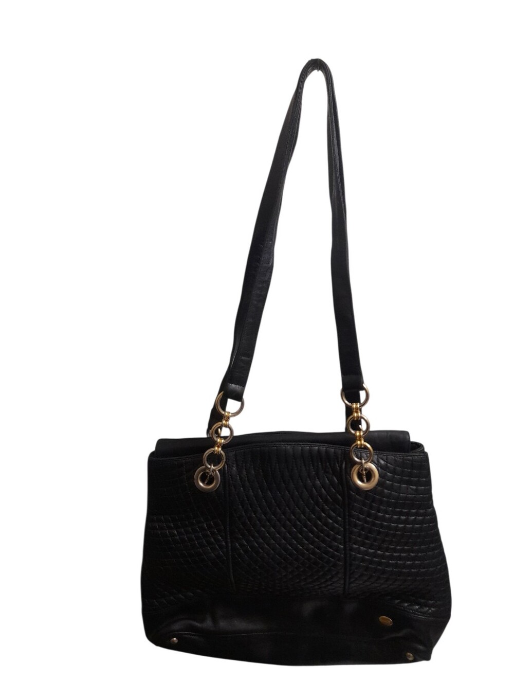 BALLY Vintage Black Quilted Shoulder Bag Y2k